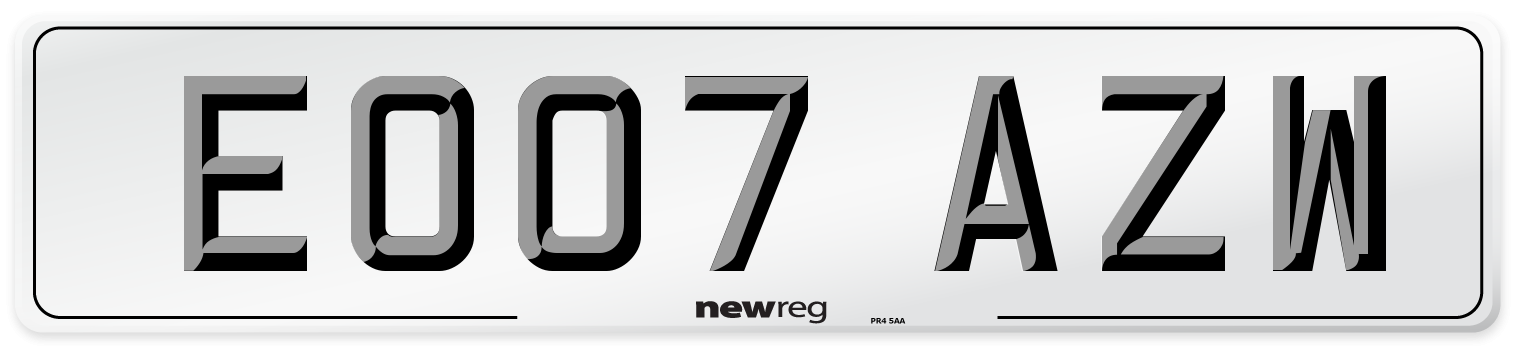 EO07 AZW Number Plate from New Reg